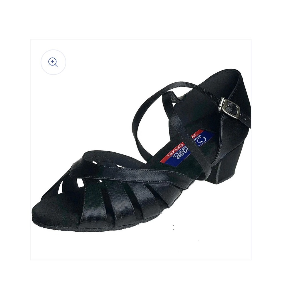 Hampton Black Satin Ladies Latin Dance ballroom Heels by Dance America sz 8.5